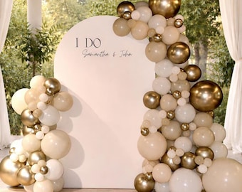 Neutrale boho ballonslingerset | Crème wit chroom gouden ballonboog | Bruiloft vrijgezellenfeest babyshower decor | Bouwpakket