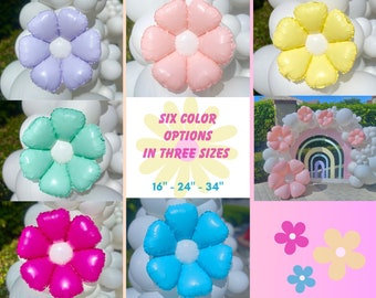 Gänseblümchen-Ballons 2er-Set, Zwei Groovy Party, Fünf ist ein Vibe, Retro Party, Ballonbogen-Kit, Gänseblümchen-Folienballon, Gänseblümchen-Party, Wildblumendusche