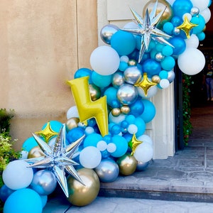 DIY Superhero Balloon Arch Kit, Mylars INCLUDED, Lighting Birthday, Boy Birthday, Superhero Baby Shower, Starburst Balloon, Blue Arch Kit
