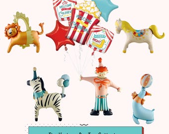 Colección Vintage Big Top / Globo de Mylar de Circo y Carnaval / Bienvenido al Carnaval Cumpleaños y Baby Shower ¡Vengan todos!