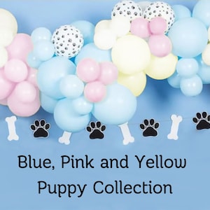 Pink, Yellow and Blue Dog Balloon Garland, Dog Balloon Arch Kit, Blue Dog Birthday Decor, Let&#39;s Pawty, Pawty Garland, Puppy Birthday Party