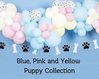 Pink, Yellow and Blue Dog Balloon Garland, Dog Balloon Arch Kit, Blue Dog Birthday Decor, Let's Pawty, Pawty Garland, Puppy Birthday Party