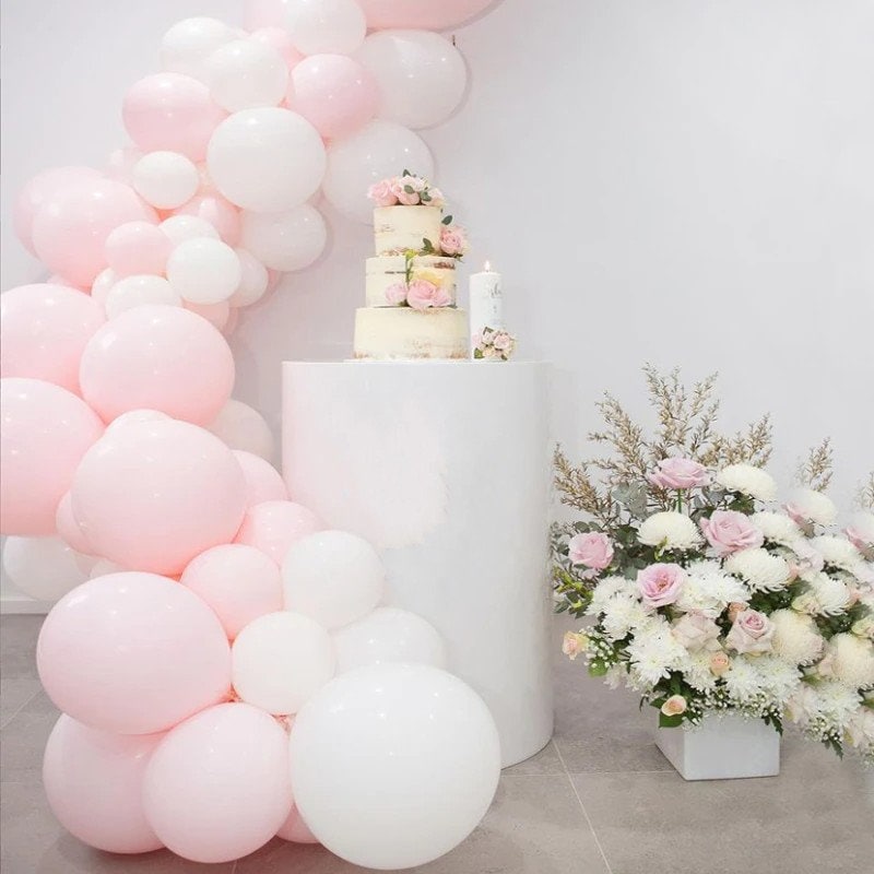 188pcs Pearl Balloons Garland Kit Doubled Cream Pink Birthday