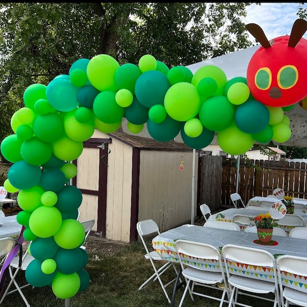 DIY Green Caterpillar Balloon Garland Kit | DIY Balloon Arch Kit | Birthday Party Decor | Baby Shower Decor | Green Balloon Garland Arch