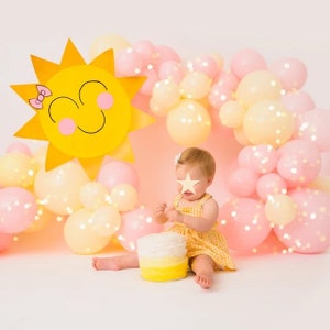 Pastel Yellow and Pink Balloon Arch Kit, You Are My Sunshine Baby Shower, Baby Shower Balloon Garland, First Trip Around The Sun Birthday