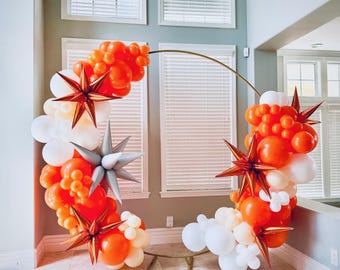 Kit de guirlande de ballons Citrus Burst | Déco d'anniversaire et de baby shower de fête d'été orange crème et blanc à la piscine | Kit d'arche de ballons DIY Star Spike