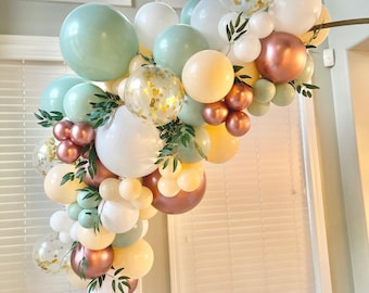 Empowermint Ballongirlanden-Kit | Mint Rose Gold und Pfirsich Baby & Brautparty Dekor | DIY Boho Ballon-Kit | Salbeigrüne Party Dekorationen