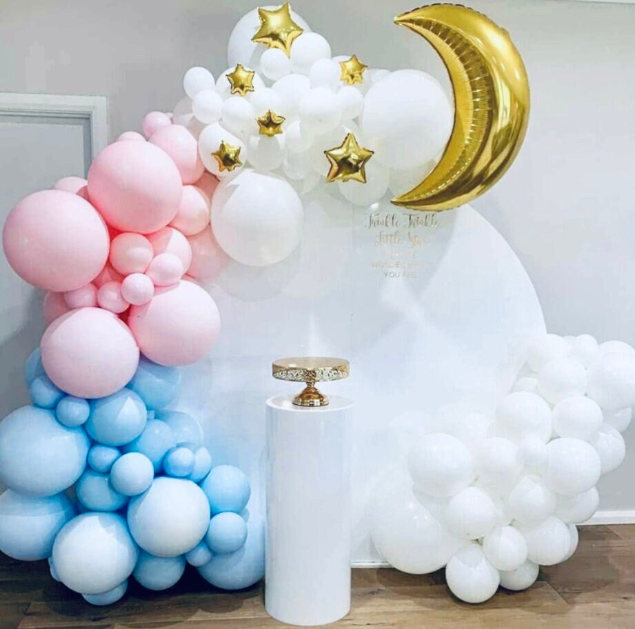Set de baby shower, decoración fiesta de bebé, incluye 2 guirnaldas, globos  y accesorios de photocall, revelación de