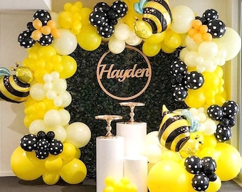 Bumble Bee Balloon Garland Kit | Yellow and Black Bee Baby Shower Birthday Gender Reveal & Bumble Bee Party | DIY Bee Foil Balloon Arch Kit