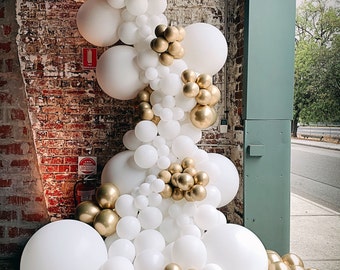 DIY White and Gold Chrome Balloon Garland Arch Kit | Wedding | Baby Shower | Bridal Shower | 1st Birthday | Baptism | Confirmation