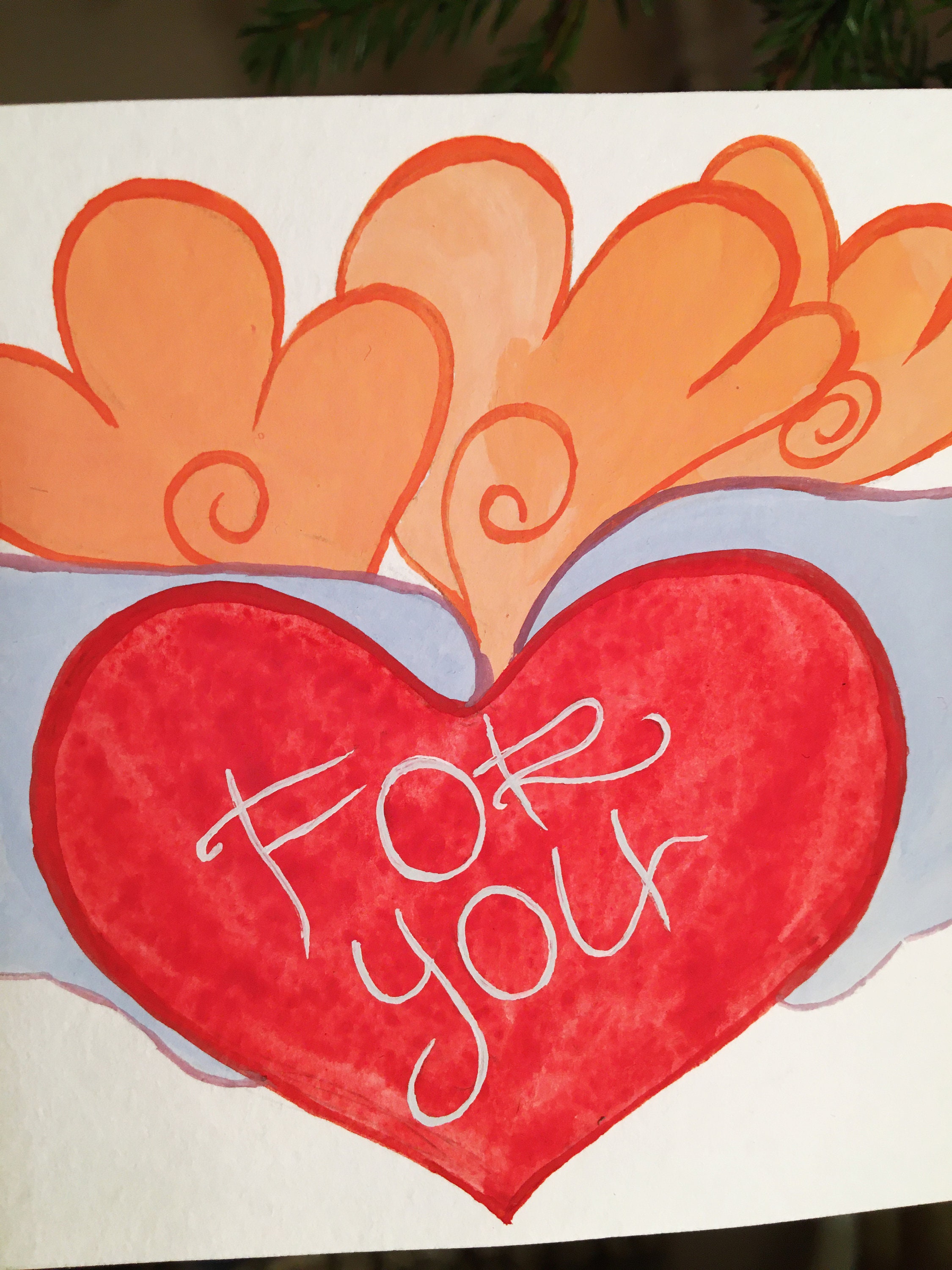 Valentine's day hand painted cards. Original painted Etsy