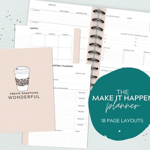 Disc Planner Goal Setting Planner | Printable Planner | Business Planner | Blog Planner | Leopard Coffee Cup Tan Planner