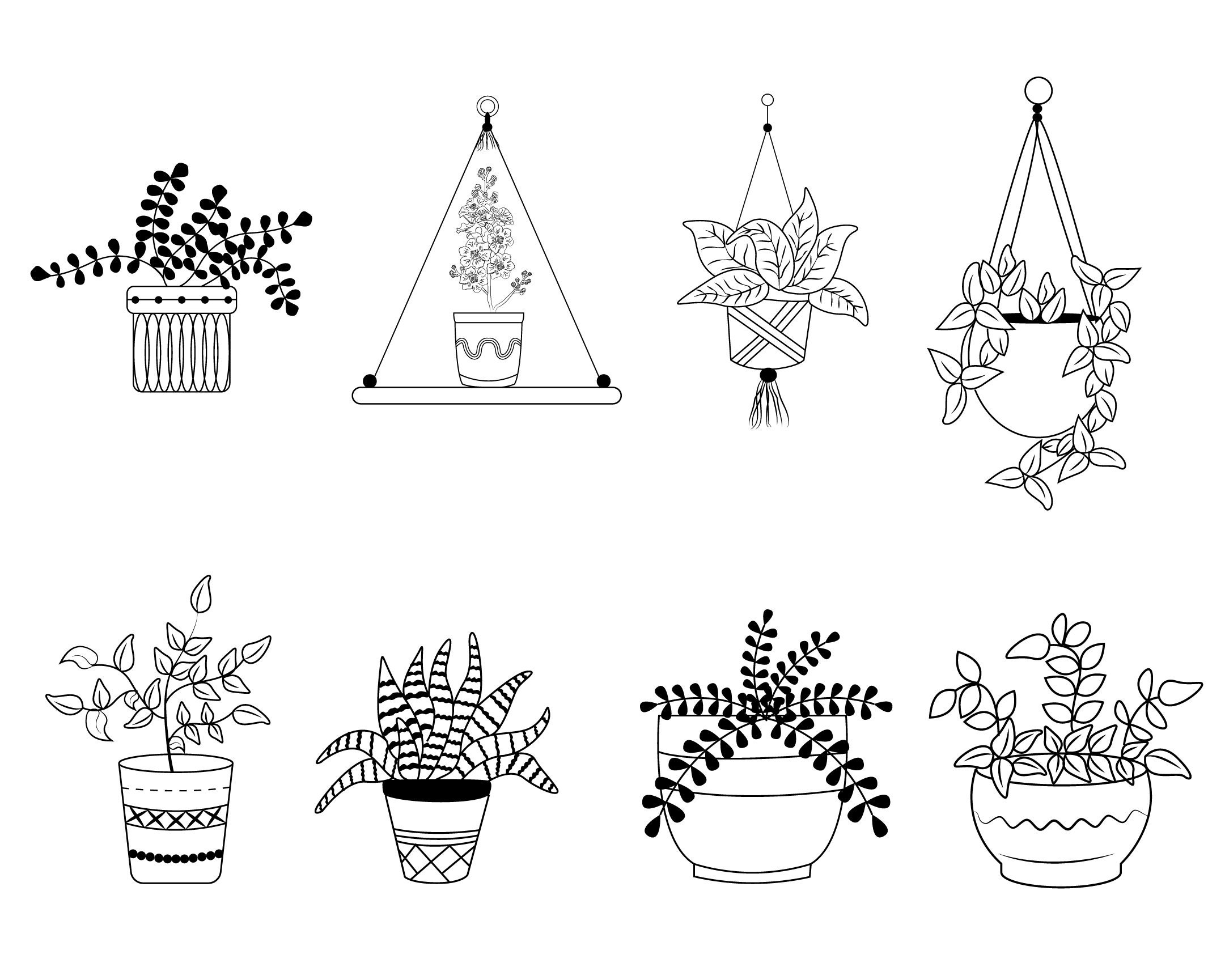 Hand Drawn Plant Svg Plants SVG Bundle Hanging Plant Svg Etsy UK