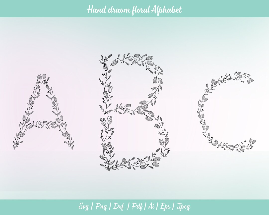 26 Floral Leaf Capital Alphabet Svg Monogram Svg Wedding - Etsy New Zealand