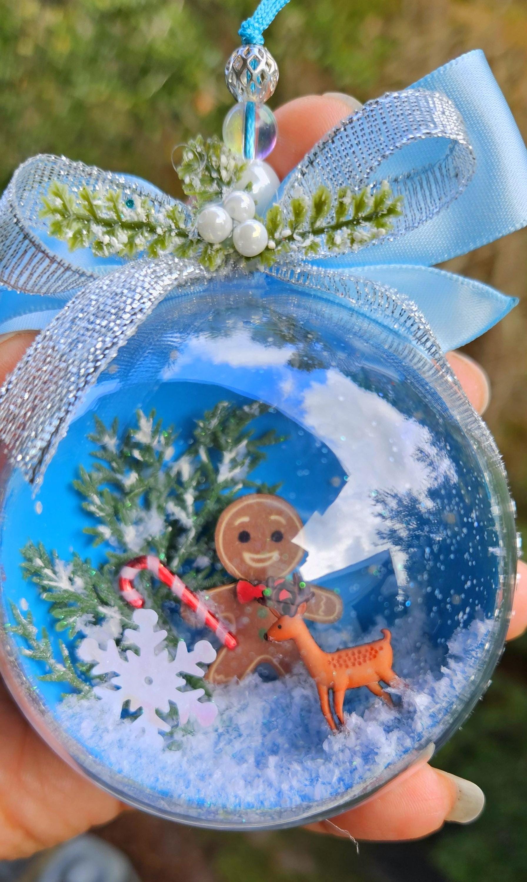 Set of 4 Baby Blue Gingerbread Man Christmas Ball Ornaments, Custom ...