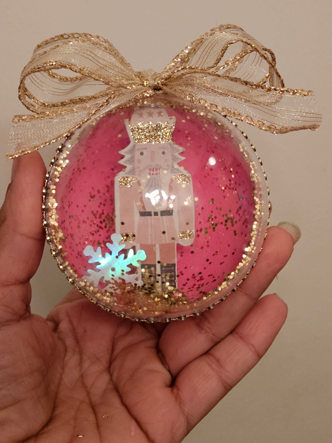 Pink and Gold Nutcracker Christmas Ball Ornaments Set of 4 Etsy