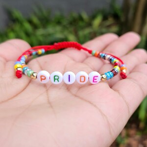 thin pride beaded bracelet,  LGBTQ rainbow bracelet