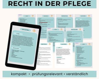 Recht in der Pflege Lernzettel | Pflegeausbildung PDF | Pflegeexamen & Prüfungsvorbereitung für Pflegefachkräfte