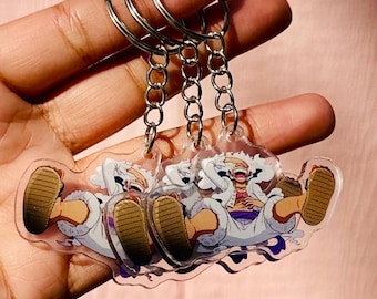 One Piece Keychain: Luffy Anime Keychain with Silver Hardware