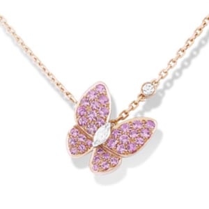 Butterfly inspired Sapphire Butterfly Necklace, Two Butterfly Necklace, 925 Silver 18K Gold Plated Diamond Butterfly, Mother of pearl