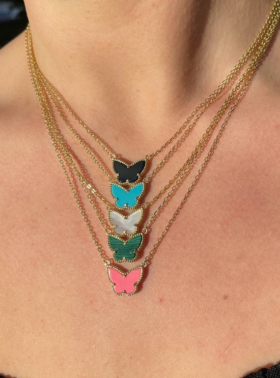 Green Mother of Pearl Butterfly Necklace Green Mother of Pearl Butterfly Necklace