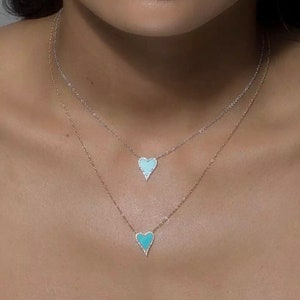 14K gold plated Heart Pendant Necklace, 925 sterling silver, Pave Heart Necklace, Love Necklace, CZ Heart Necklace, Gifts for her, birthday