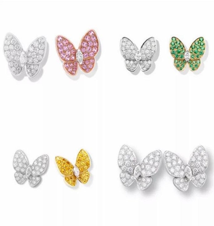 Butterfly Earrings, Two Butterly Earrings, 18K plated earrings, 925 sterling silver earrings, stud earrings, gifts for her