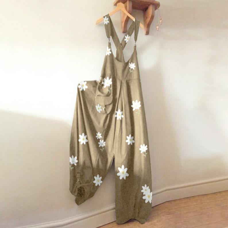 30H Fashion Floral Print Jump Suit Women O-Neck Daisy bodysuit women Rompers Pocket Playsuit Casual Long Jumpsuit Dropshipping