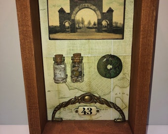 Miniature Assemblage Shadow Box – Vintage Ephemera, Original 3D Wall Art