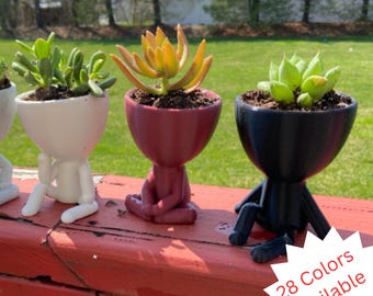 People Planter Pot • Zen Garden Succulent Planter with Drainage • 3D Printed Eco-Friendly Home & Garden Decor Gift for Plant Lovers