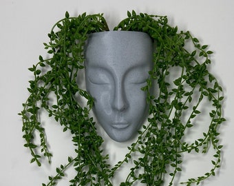 Feminine face planter wall, face planter wall, wall planter, wall pot for plants, face planter, wall mounted planter