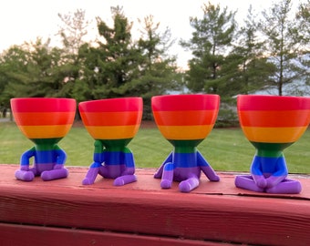 Pride Rainbow People Planter: 3D Printed Succulent Pot