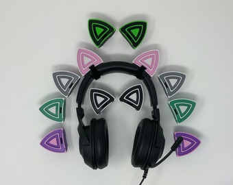 3D Printed Cat Ear Headphone Attachments | Kawaii Anime Gamer Accessory | Clip-On Cosplay Ears | Custom Colors Streamer Gift