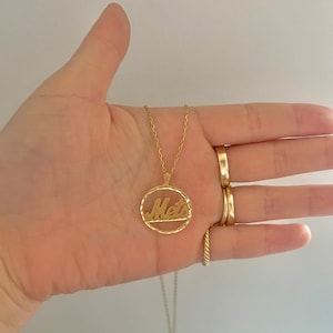 vintage 14k Mets charm, gold mets charm, gold New York Mets pendant, gold jewelry, Mets pendant, 90&#39;s gold jewelry, 14k solid gold charm