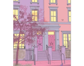 Notting Hill Travel Poster | Nostalgic VHS Pop Illustration | Hand-Drawn City Art (Physical Print)