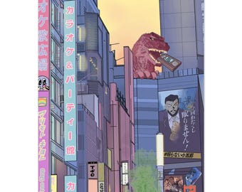 Tokyo Travel Poster | Nostalgic VHS Pop Illustration | Hand-Drawn City Art (Physical Print)