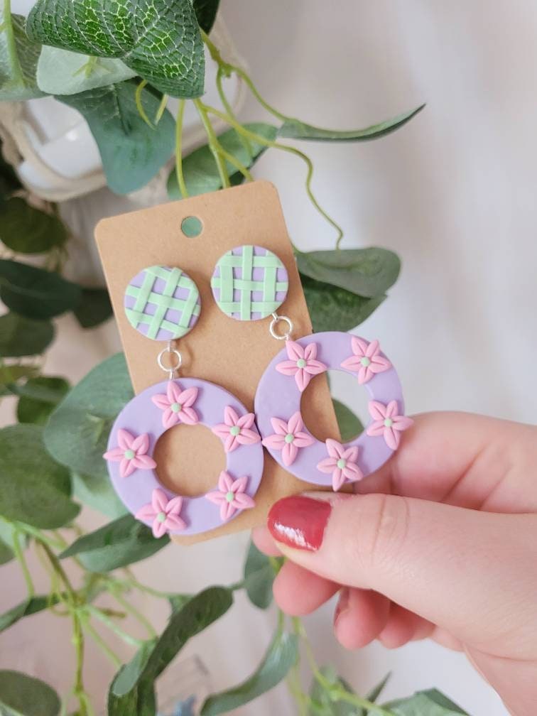 Polymer Clay Summer pastels earrings Cottagecore earrings Etsy