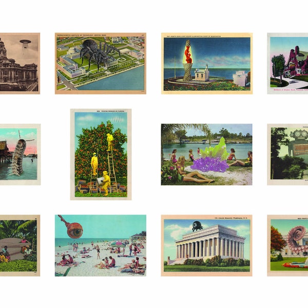 Retro Sci-fi Postcards - Set of 12 Post Cards - 4in x 6in - Art Prints