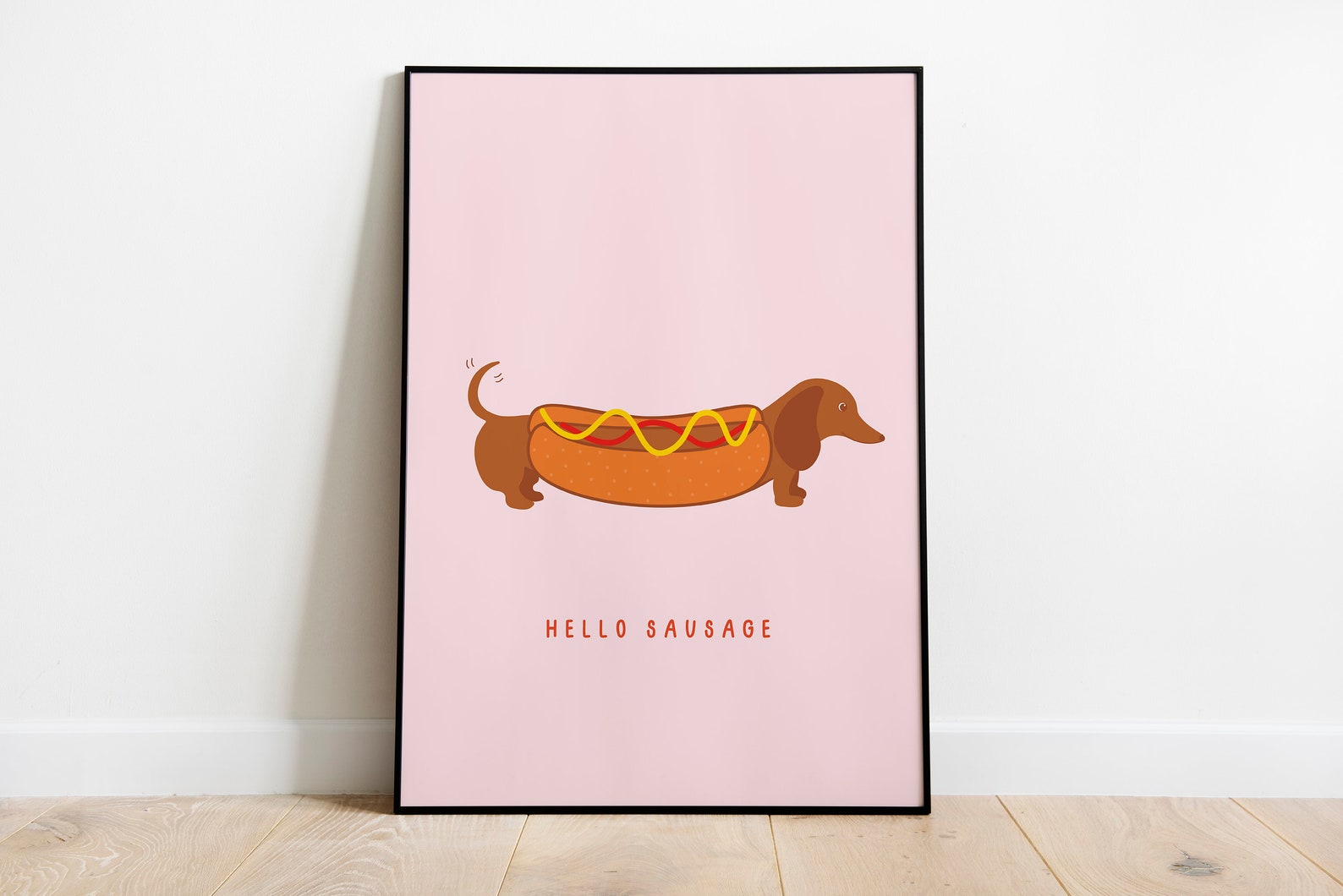 Hello Sausage Dog Print // Hot Dog Sausage Dog // Hot Dog Dachshund