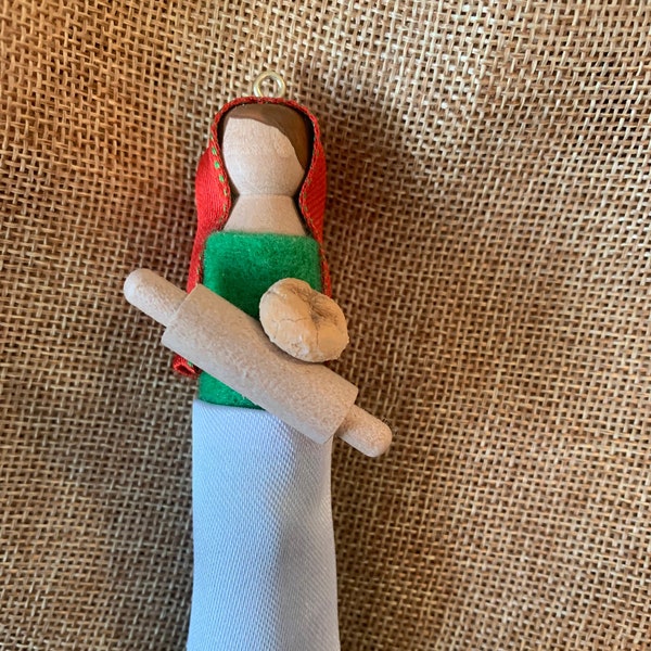 St. Martha Wooden Doll Ornament