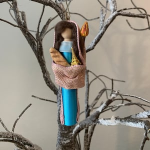 St. Genevieve Wooden Doll Ornament
