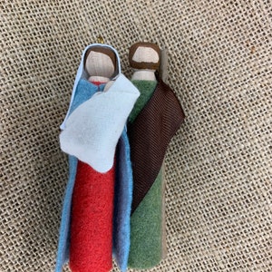 Nativity The Holy Family Wooden Doll Ornament