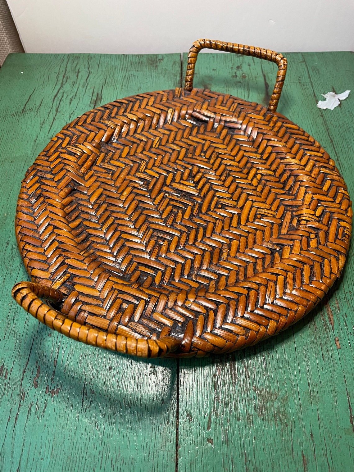 Boho Wicker Serving Tray Etsy