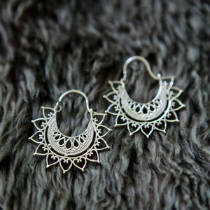 Solid Sterling Silver Full Flower Earrings