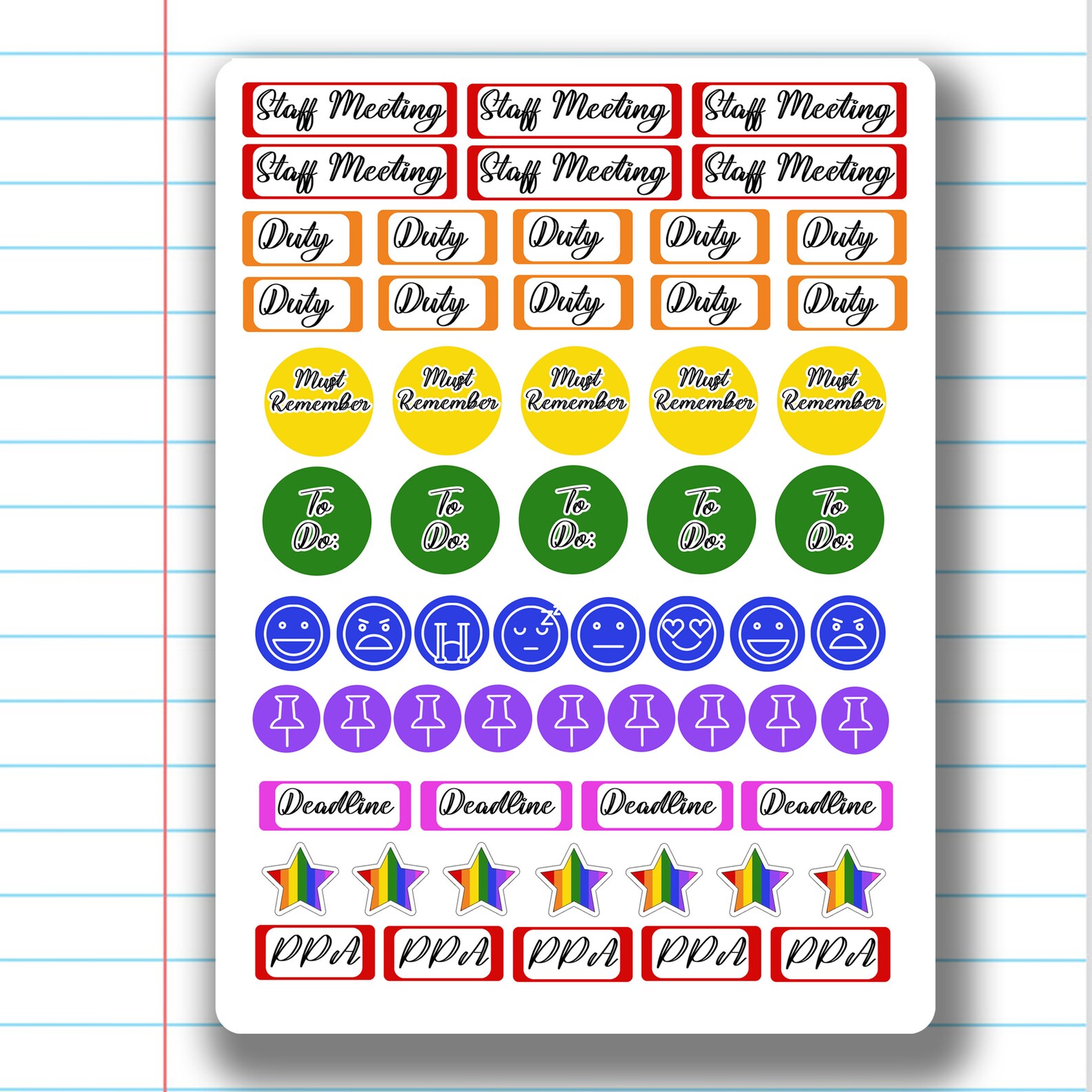 Teacher Planner Stickers // Bullet Journal Teacher // Teaching Etsy
