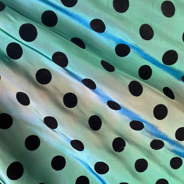 Iridescent Polyester Fabric With Flocked Nickel Dot Pattern For Sewing