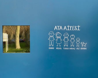 Custom Family Stick Figure Door Sticker: Waterproof Vinyl Decal