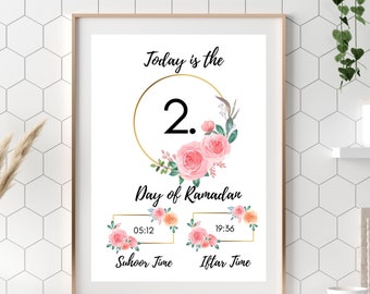 Floral Ramadan Calendar: Suhoor Iftar Time Chart (Digital File)