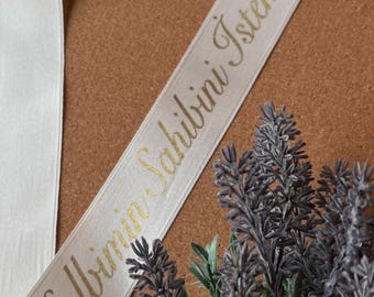 Custom Satin Bouquet Ribbon, Personalized Bride and Groom Name