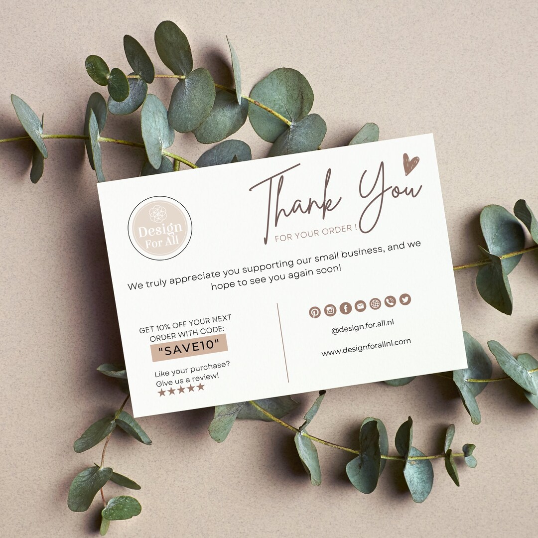Thank You Card Template for Small Business, Thanks for Your Order ...